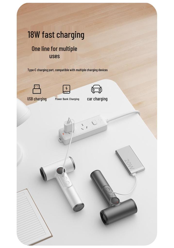 USB Rechargeable Cordless Hair Dryer, High Power, Ideal for Student Dorms