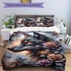 3pcs Wolf Roses Bedding Set Down Comforter Cover and Pillowcases, Suitable for Guest Room Home Decoration All Seasons(No Insert) S0819064