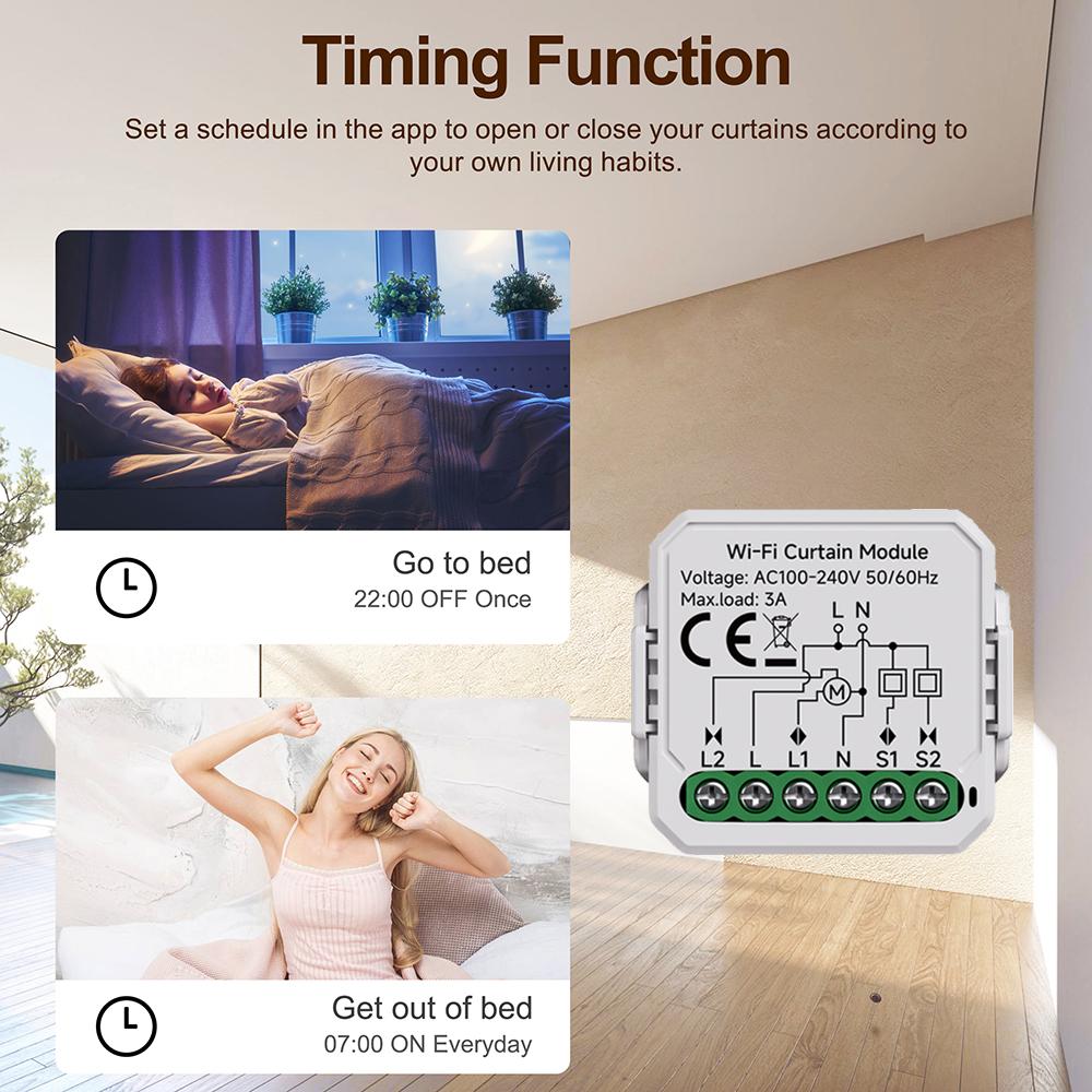 Tuya Smart Life WiFi Curtain Module Blind Switch for Roller Shutter Electric Motor Voice Control Works with Google Home Alexa