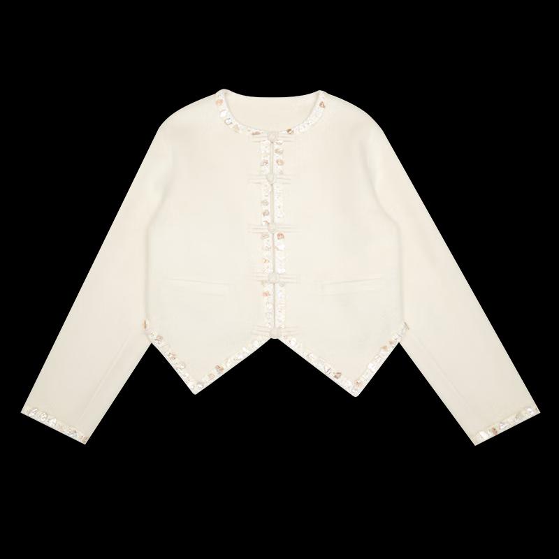 HECO Pearl Shell New Chinese Style Wool Blend Coat