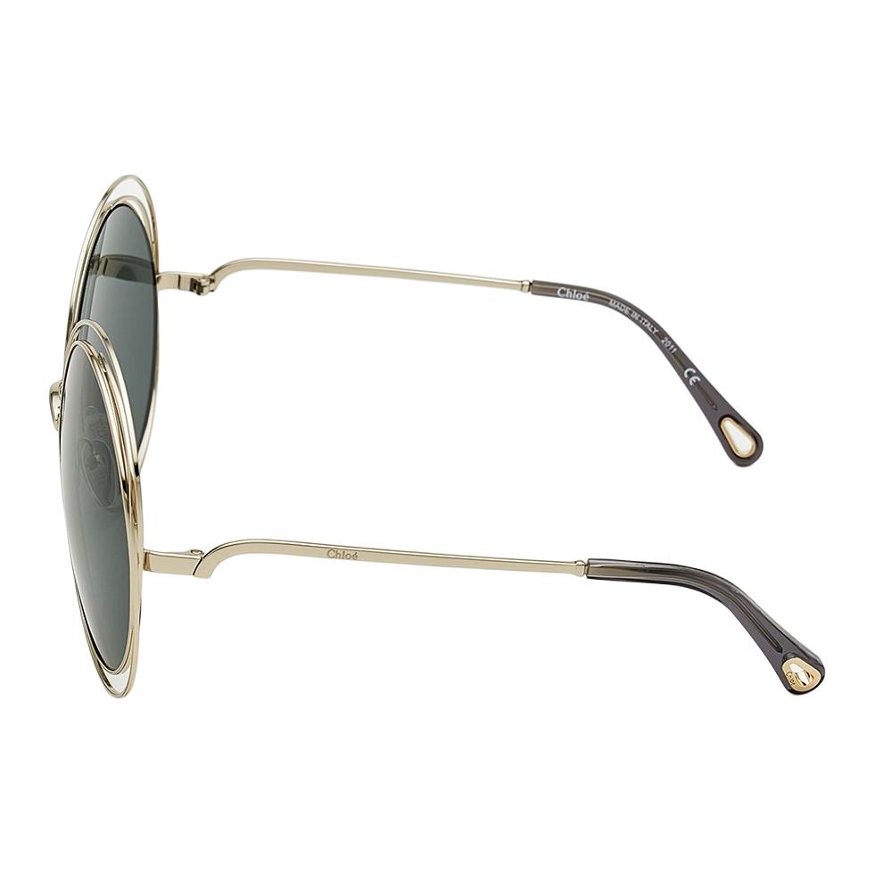Chloe Retro Mode Großer Rahmen Metall Rund Sonnenbrille Unisex Sonnenbrille Gold CH114SD