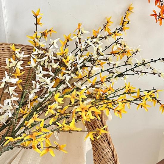 45 Inch Artificial Forsythia Flower Branches Fake Spring Forsythia Stem Faux Winter Jasmine Branches for Vase Floral Arrangement Party Home Decoration