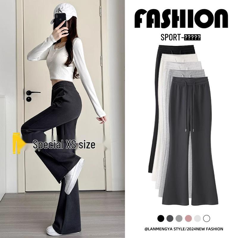 Petite Gray Micro Flare Sweatpants - High Waist, Draped American Style for Spring & Autumn (145)