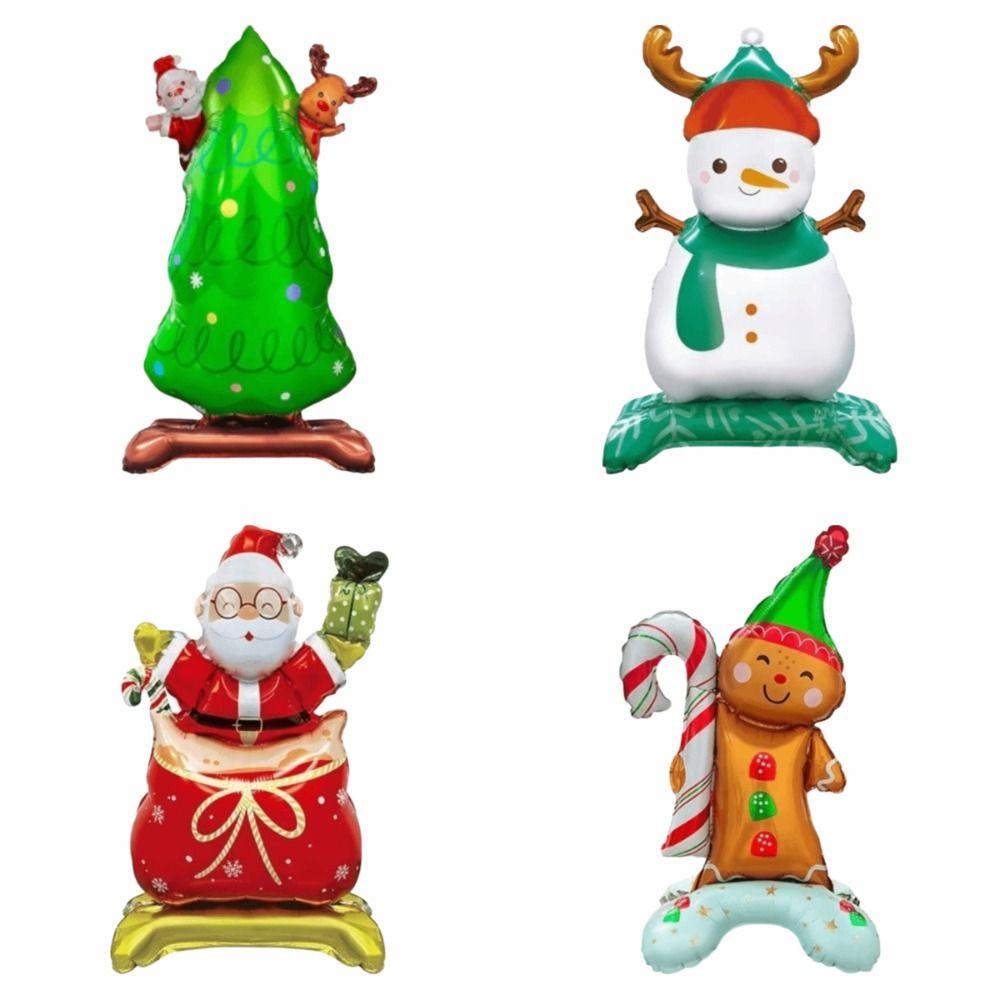 Standing Christmas Foil Balloons Santa Claus Xsmas Tree Large Standing Balloon Snowman Gingerbread Man