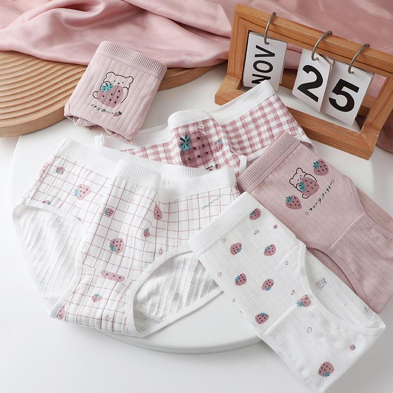 Neue Niedliche Erdbeer Damen Slips Teenager Baumwollunterwäsche Mädchen Slips
