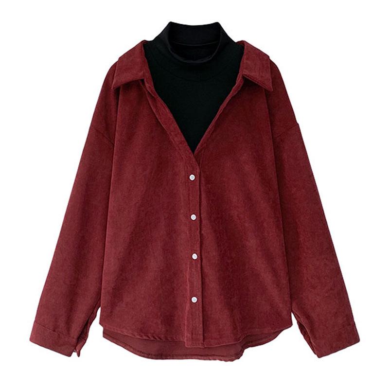 Women's Early Spring Retro Layered Corduroy Shirt