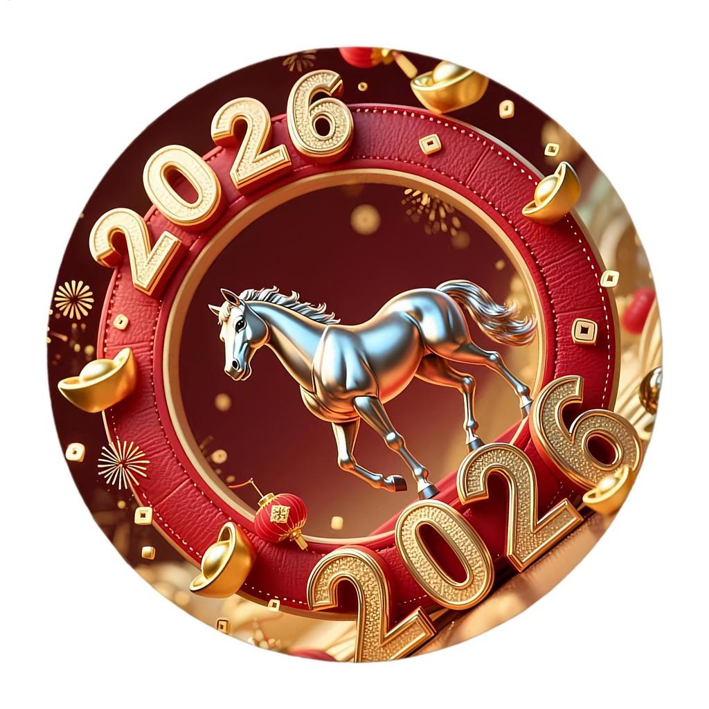2026 New Year Decorations Magnetic 2D Flat Acrylic Horse Sticker Chinese Animal Refrigerator Magnet For Door Locker Cabinet 8cm