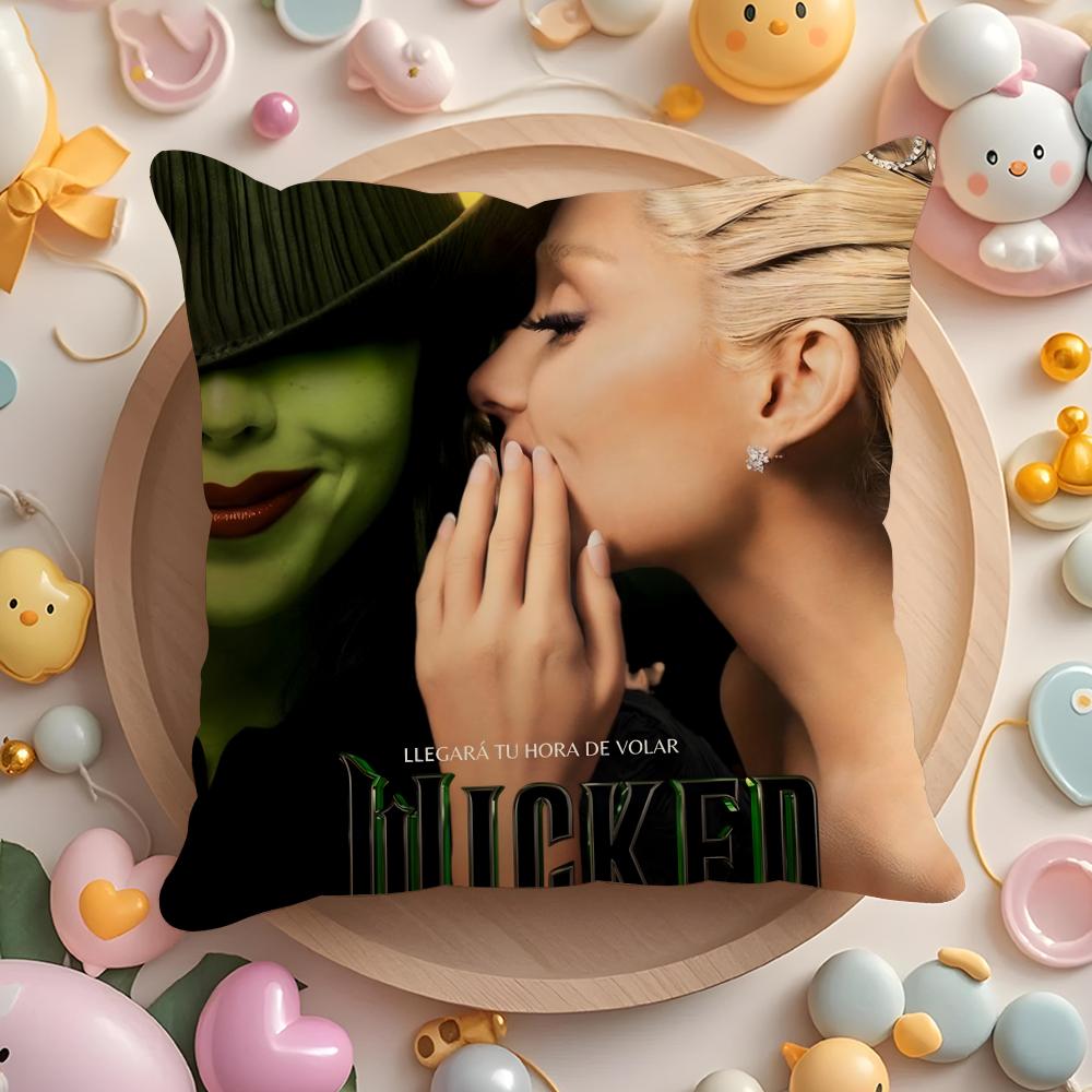 W-Wicked Part One Movie Cushion Cover Short Plush Double-Sided Printing Home Machine Washable In Warm Winter Pillow Case