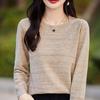 Women's Fashion Casual Fall Winter Solid Color Print Long Sleeve O-Neck Sweaters