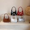 Solid Color PU Hobo Bag Large Capacity Texture Handbag Shoulder Bag French Underarm Bag  Women