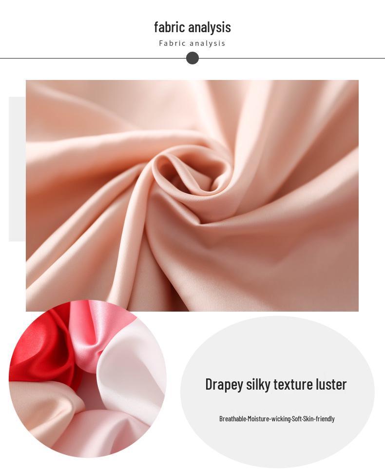 Women's Short-Sleeved Imitation Silk Pajamas and Bridal Morning Robe