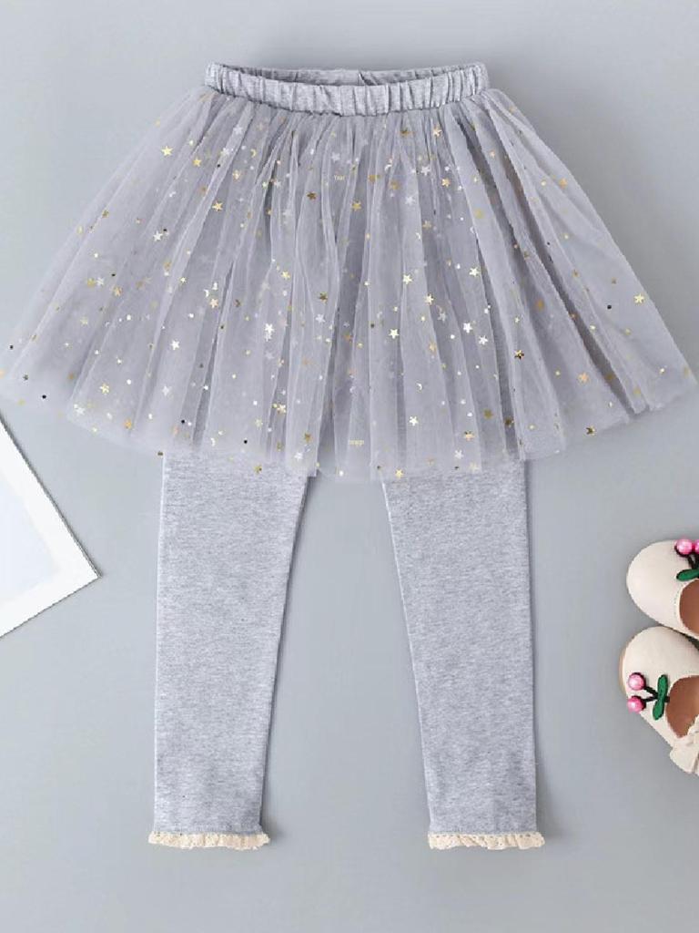 Wiosna 2024 Dziewczęce miękkie bawełniane spódnice i spodnie: Jednolity kolor, imitacja dwuczęściowego projektu