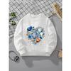 Kids Unisex Crewneck Sweatshirt, Ocean Seashell Starfish Heart Shape Watercolor Print Soft Fleece Pullover For Kids Over 4 Years Old