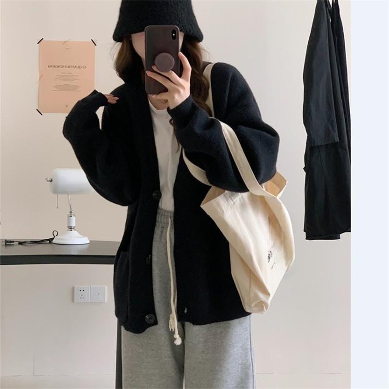 Weicher und lässiger Strickcardigan für Damen Herbst Neu Sanfter V-Ausschnitt Strickmantel