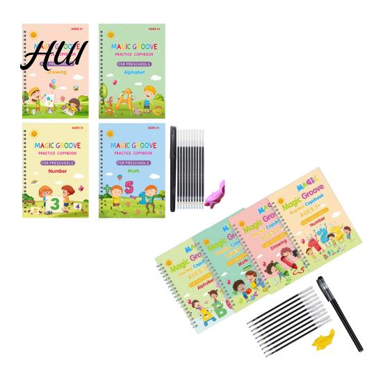 Arbeitsheft-Set zum Aufbau grundlegender Fähigkeiten bei Kindern Rillenschrift-Schreibheft Kinder Mathe Zeichen-Übungsbuch Handschrift Kinder- Und Malset Zahl
