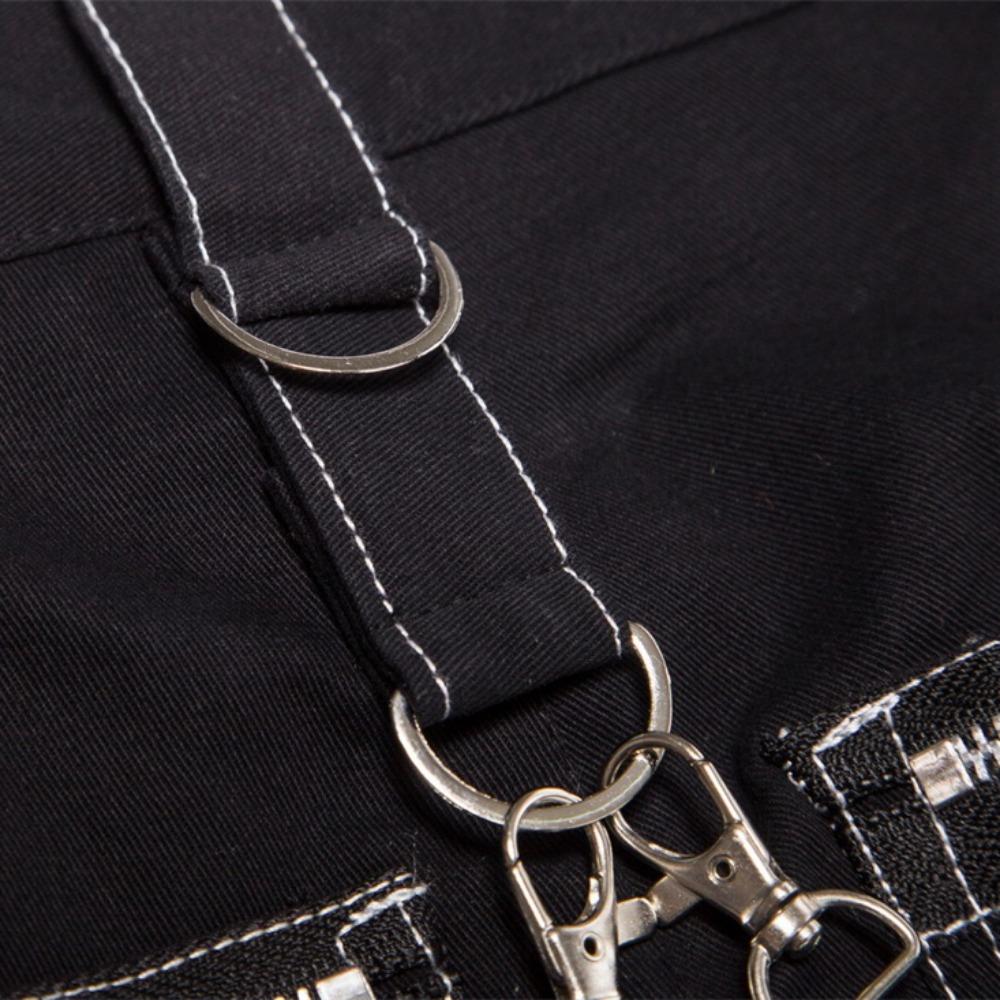 2025 Men's Hip Hop Rock Punk Gothic Pants Cotton Casual Pants Buckle Zip Chain Strap Trousers Men Streetwear Daily Cargo Pants