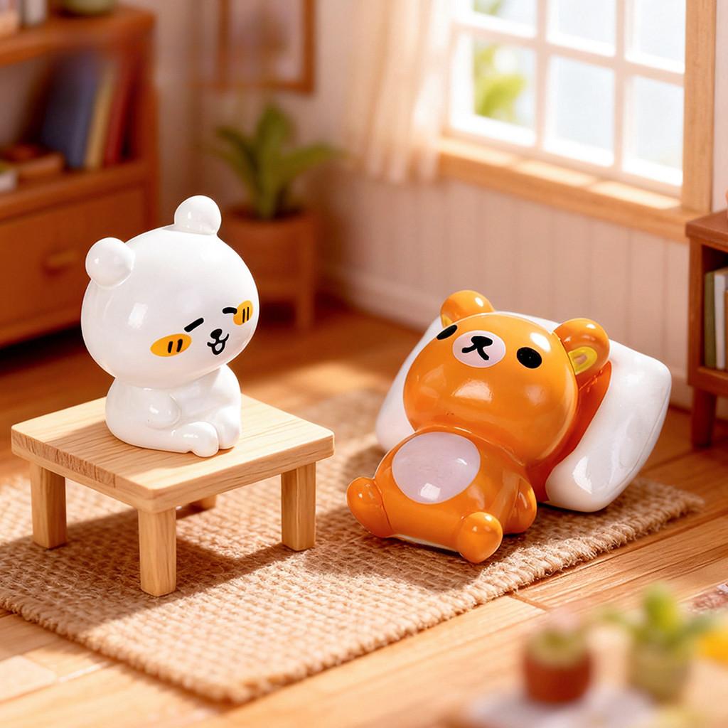 6Pcs Cartoon Bear Animal Miniatures Resin Animal Ornaments Fairy Garden Decoration Micro Landscape