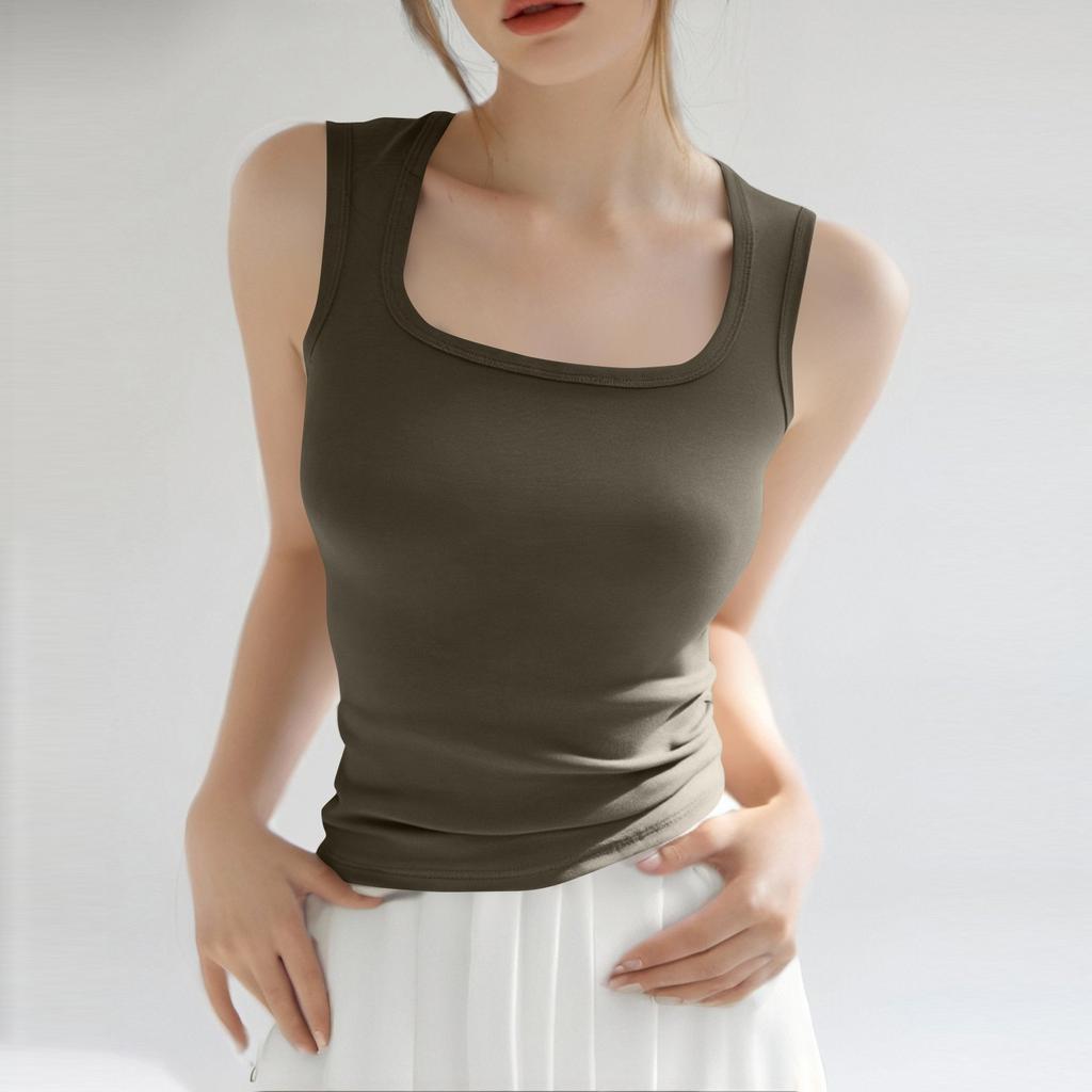 Women's Cotton Small Vest Suit With Chest Pad With A Sleeveless Bottom Top