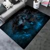 3D HD Blue Flame Lone Wolf Cool Printed Carpet Bedroom Non Slip Sofa Table Area Rugs Living Room Hallway Floor Mats, Fast Arrive