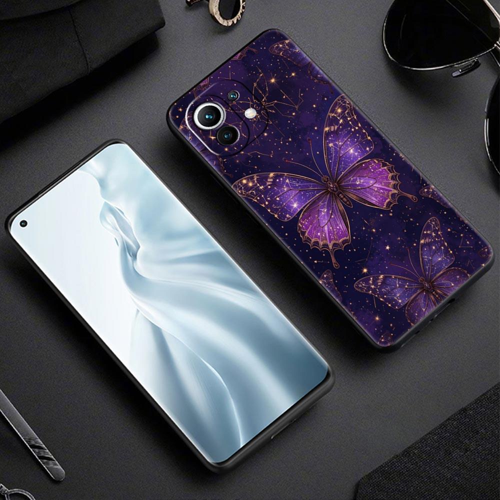 Art Purple Butterfly Phone Case Cover for Xiaomi Mi 17 Pro Max 15 14 13 12 11 Ultra 15T 14T 13T 12T 11T Pro Lite Soft TPU Shell
