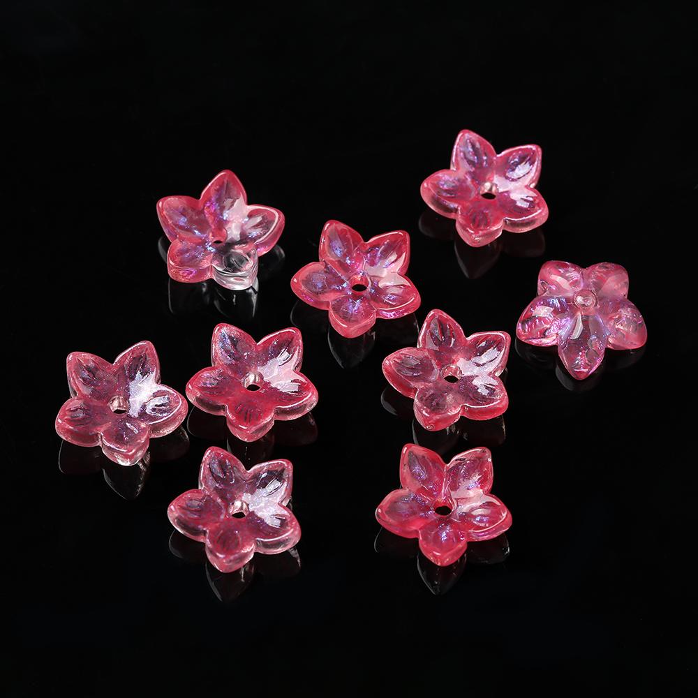 20pcs Glass Flower Shaped Beads Caps Five Petaled Flowers Loose Spacer Beads for DIY Jewelry Making Bracelet Necklace Supplies