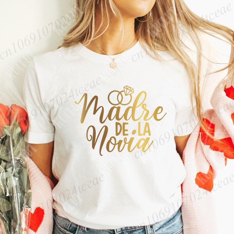 Spanish Printing Father Mother of The Bride T-shirt Team Bride Maid T-shirt Bridal Shower Wedding Bachelorette Party Y2k Tops
