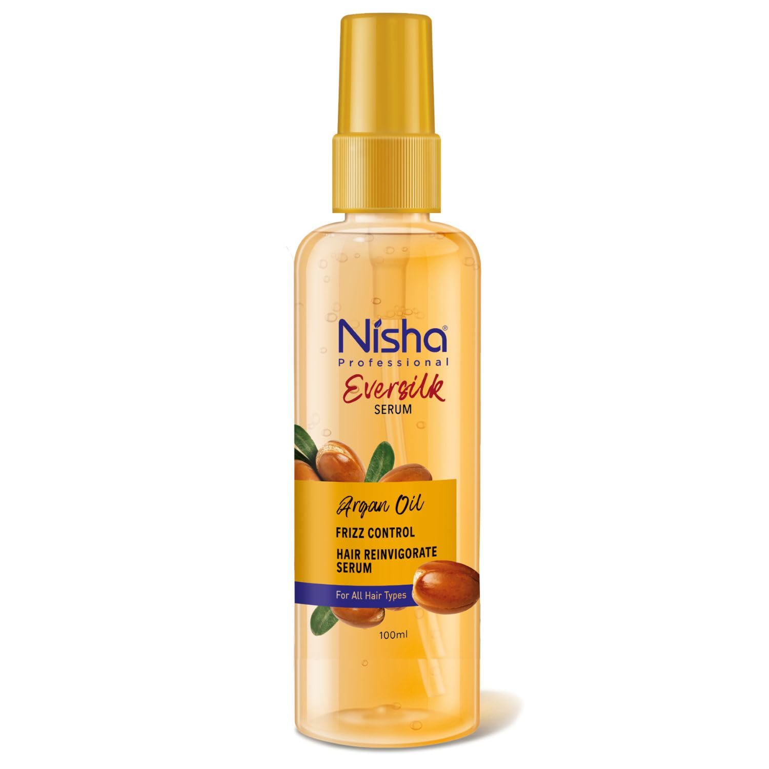 

Nisha Professional Hair Reinvigorate Serum 100 Ml Argan Oil Frizz Control Eversilk Shine For All Hair Types Sleek Finish