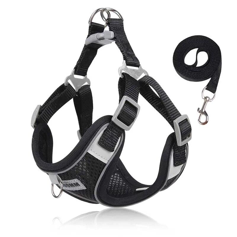 Puppy Chest Strap Chihuahua Harness Clothes Vest Small Medium Dog Harness Leash Set Pug Reflective Walking Straps Pet Supplies