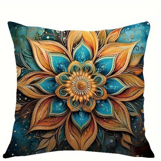 Colorful Mandala Patterned Throw Pillow Covers Pattern Cushion Cover Suitable For Sofa Bedroom Car Pillow Cover
