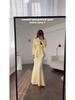 Vintage Soft Color Long-Sleeve Dress - Elegant European & American Spring Style for Women 2025