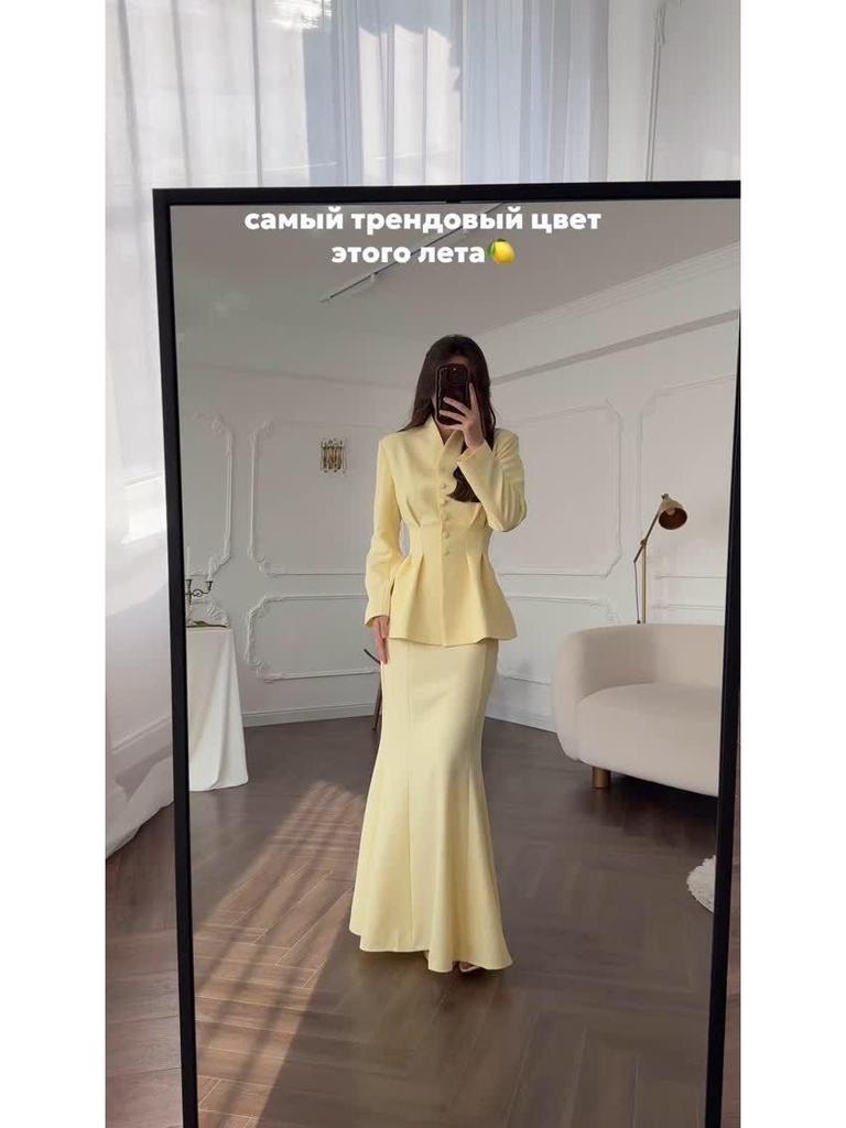 Vintage Soft Color Long-Sleeve Dress - Elegant European & American Spring Style for Women 2025