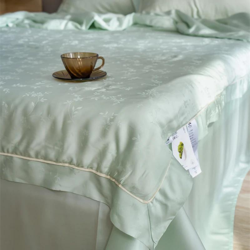 Ultra-luxury Jacquard Mulberry Silk Fill Cooling Blanket Set or 1 Pcs Natural Plant Fabric Summer Quilt Queen 100% Lyocell Duvet