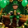 St. Patrick's Day Leprechaun Figurine Small Lucky Shamrock Statue Resin Irish Clover Leprechaun Ornament for Car Dashboard Home Table Decor