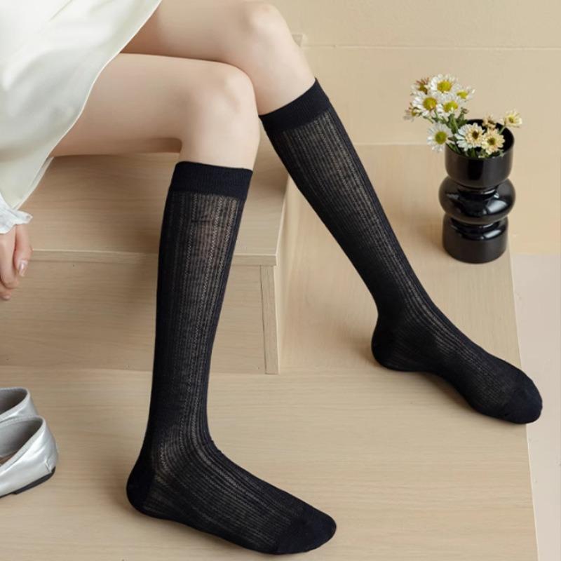 Ballet-style Calf Socks for Women In Summer, Thin and Slimming, Mesh Breathable, Grey Long Pile Socks for Summer