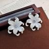 Elegant Zircon Flower and Pearl Stud Earrings - High-End Niche Design