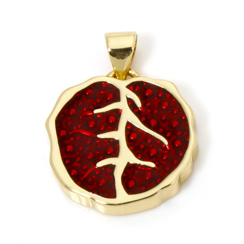 1 Stück Granatapfel Messing Anhänger 18k Vergoldet Roter Emaille Herz Frucht Anhänger Für DIY Schmuckherstellung Halsketten Zubehör