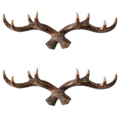 2X Crochets Muraux Vintage en Bois de Cerf - 28Cm Porte-Manteau Mural Porte-Clés Pour Crochet Mural Décoratif,B