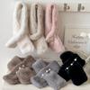 Damen Elegant Perle Plüsch Schal Einfarbig Kunstkaninchenfell Kreuzschal Snood JK Koreanische Mädchen Nackenwärmer Kragen Halstuch