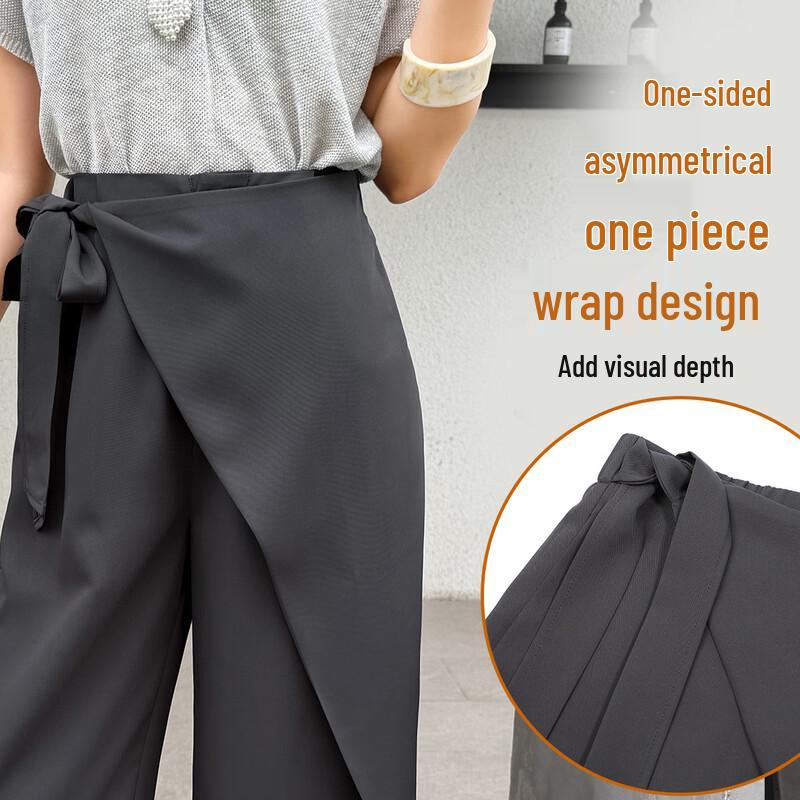 Bailuyu Women's Asymmetric Tie-Waist Straight Leg Pants