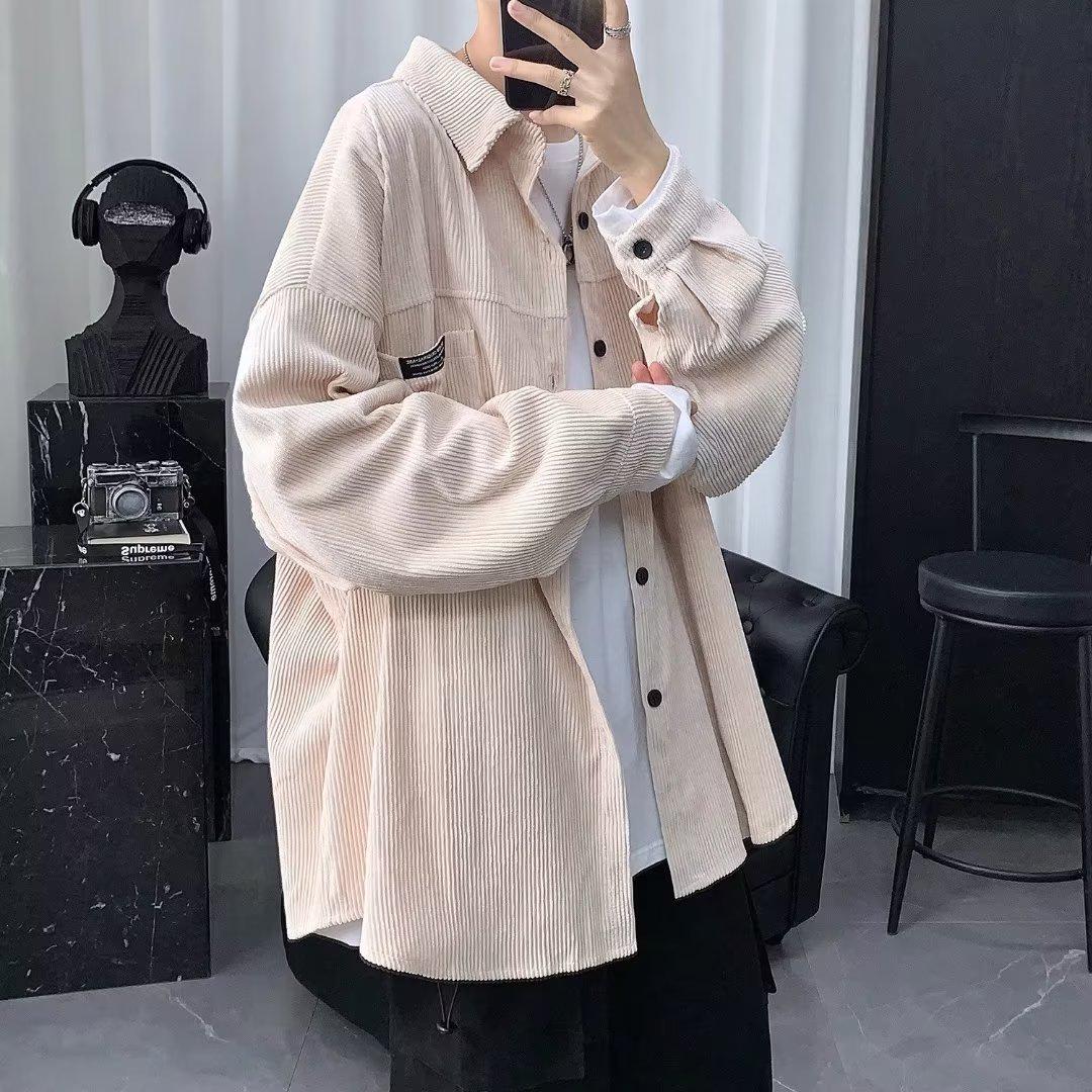 

Men s Black Corduroy Velvet-Lined Winter Jacket: Warm, Handsome, Retro Casual Shirt Medium абрикосовий