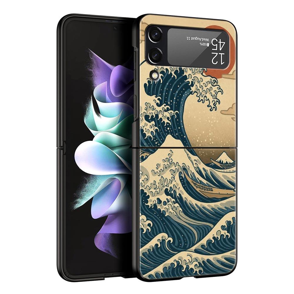 Japanese Style Art Japan Phone Case For Samsung Galaxy Z Flip3 Flip4 Flip5 Case Shell For Z Flip 3 4 5 6 7 Hard Folding Cover