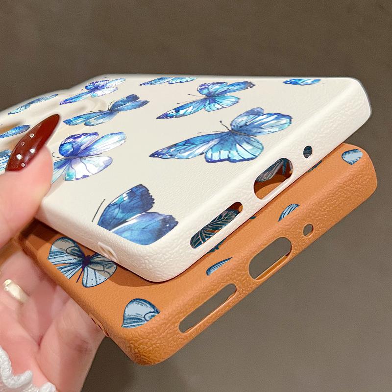 Color Butterfly Pattern Silicone Soft Case for Xiaomi 13t Poco X6 M6 Pro Redmi Note 14 13 12 11 10 Pro Shockproof Leather Texture Plain Color Cover
