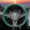 Geeignet für Tesla Perforierte Lederlenkradabdeckung, Rutschfest, Schweißabsorbierend, Atmungsaktiv, Integrierte Snap-On Schutzhülle für Modell 3