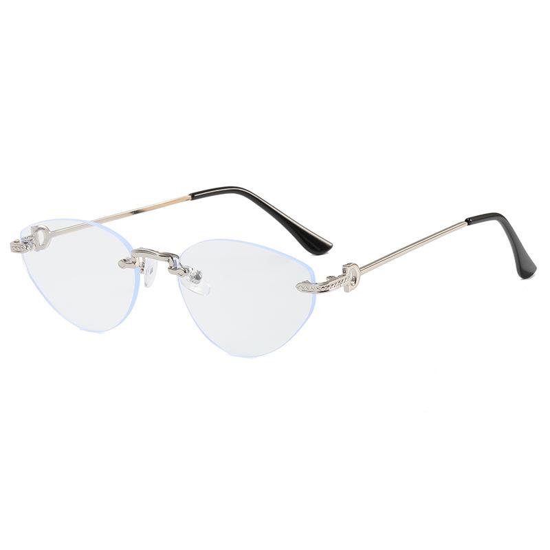 Cat Eye Shape Rimless Sunglasses For Woman European American Style Sun Glass For Men Vacation Travelling Female Sunglass