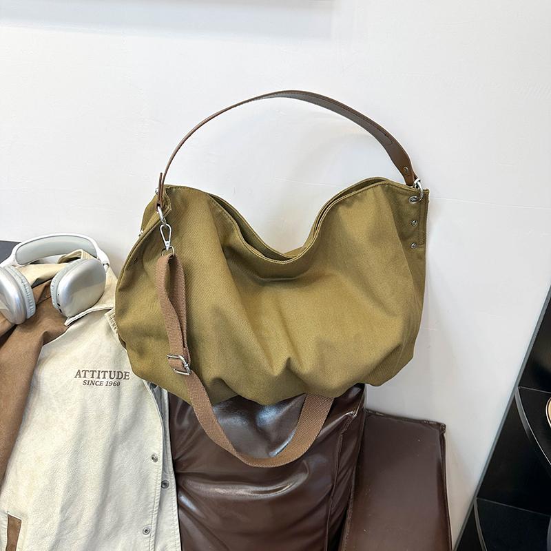 CANVAS Solid Color Zipper Casual Tote 2026 Classic Simple Versatile Shoulder Bags Four Seass Daily Commute Women's Handbags
