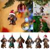 1/7Pcs Christmas Acrylic Dachshund Hanging Decoration Car Rearview Mirror Xmas Tree 2D Flat Santa Hat Dog Hanging Ornament Holiday Party Pendant