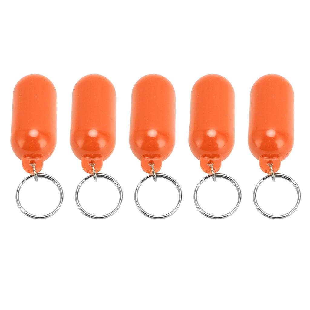 5Pcs Plastic Key Float Floats Keychain Floating Key Chain for Swimming Beach Outings Water Sports Orange