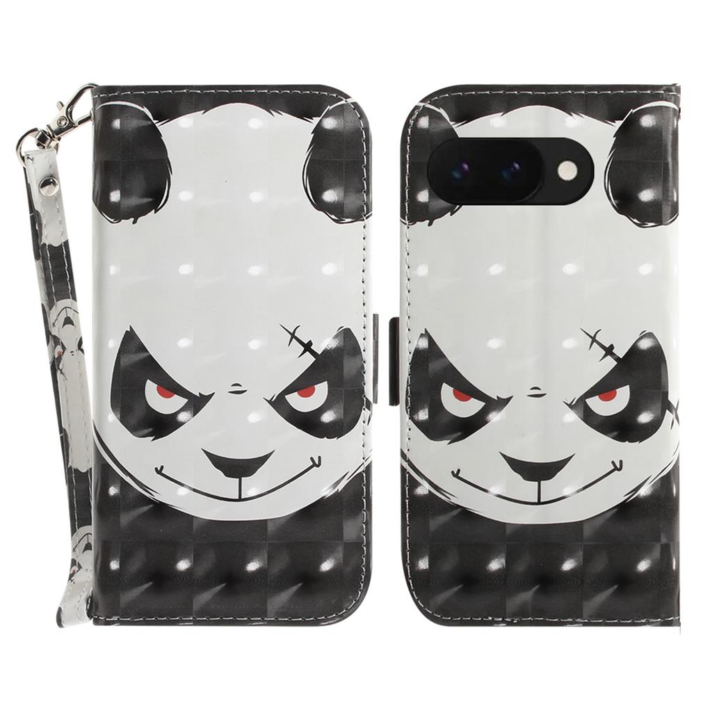 Etui na Google Pixel 9a z nadrukiem wzoru, skórzany portfel, pokrowiec na telefon z paskiem na nadgarstek