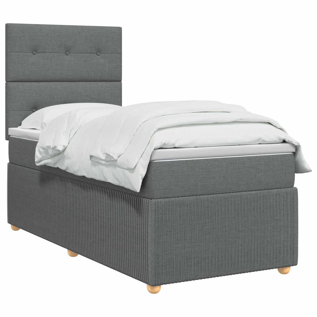 Box Spring Bed with Mattress Dark Gray 80 x 200 cm Fabric