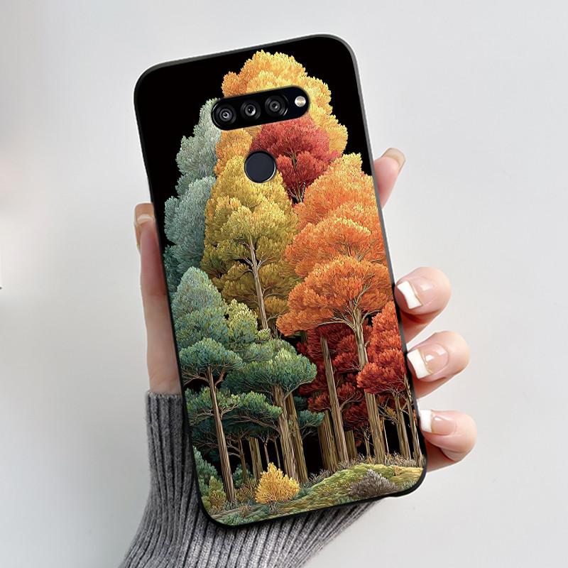 Soft Shockproof Phone Case For LG K50S Bumper Silicone Black Case New Design Viral Pattern Koi Shell Cute Colorful Cover